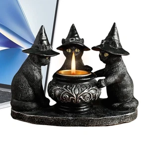 Candelabros para decoración del hogar espeluznante Halloween gótico gato bruja - Imagen 1 de 12