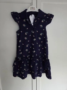 Next 100% Cotton Navy Floral Tennis Dress Aged 2-3 Years New With Tags - Picture 1 of 7