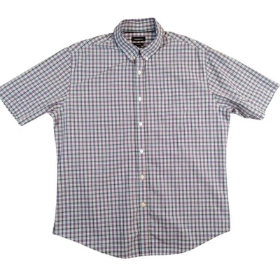 Camisa Croft & Barrow Para Hombre Grande Púrpura A Cuadros Con Botones Manga Corta Fácil Cuidado Foto 1 de 4