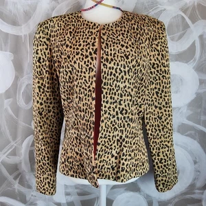 FLORES & FLORES Damen Gr. L Gold Schwarz Gepard Print Crinkled Jacke ChicCore  - Bild 1 von 10