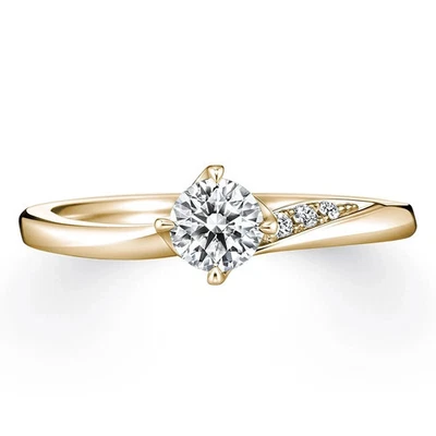 Gold Engagement Ring Round Cut 0.35 Carat 14K Yellow Certified Lab Grown Diamond - Image 1 of 4