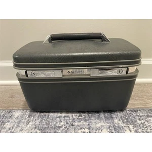 Vintage Samsonite Profile II Train Case Charcoal Gray with Key - Picture 1 of 13