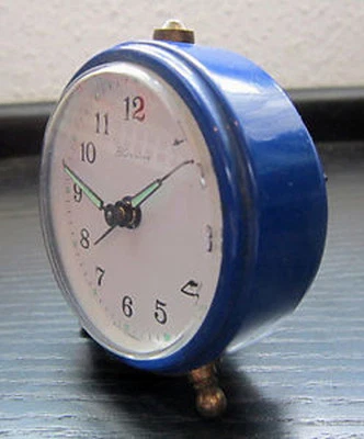 BLESSING WECKER analog Vintage Alarm Clock 1980er Jahre? West Germany blau - Bild 1 von 4