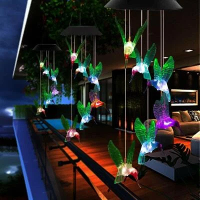 Solar Color Changing LED Wind Chimes Home Garden Yard Decor Hanging Lights Lamp - Image 1 of 4