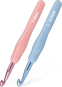 YOJOB 2Pack Size 7.0Mm, L / 8.0Mm Crochet Hooks, Super Smooth & Ergonomic for Be - Picture 1 of 12