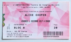 ALICE COOPER seltenes Ticket Ticket Stub Konzert Frankreich Lyon 01.12.2017 - Bild 1 von 2