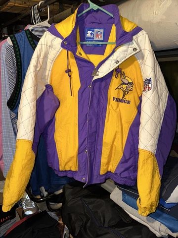 Vintage 90s Starter Minnesota Vikings NFL Puffer Jacket Coat Men's sz XL Cover