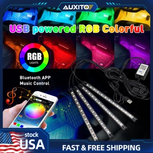 AUXITO 48LED RGB Atmosphere Strip Light BT Interior USB Car Phone APP Control 4X - Picture 1 of 17