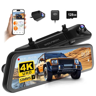 WOLFBOX G900 PRO Mirror Dash Cam with STARVIS 2 IMX678, Rear View Mirror Camera - Image 1 of 4