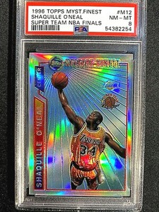 SUPER TEAM 1996-97 SHAQUILLE PSA 8 NMMT TOPPS FINEST M12 MYSTERY REFRACTOR G1044