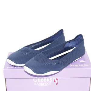 CHEEKS BAREFOOT womens slip on Ballerinas flat shoe size 9 W navy fabric up NEW - Picture 1 of 6