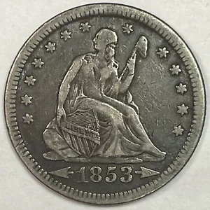 1853 Arrows and Rays Seated Liberty Quarter Extremely Fine XF Coin #18154 - Picture 1 of 2