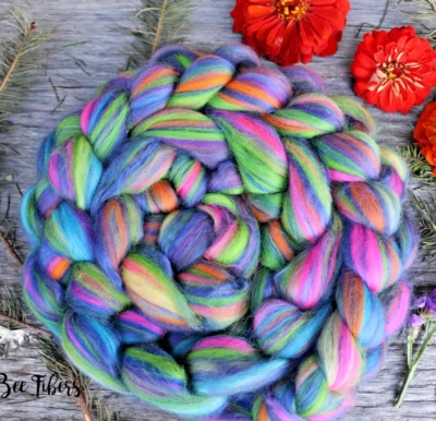 Custom Blend Merino and Silk Combed Top Wool Roving for Spinning, Felting 4 oz - Image 1 of 4