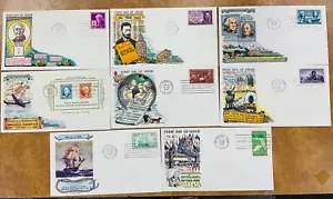 1947 Fluegel FDC set of 8 Commemoratives. 945-952. W/ FL, Drs, UT, Edison. - Picture 1 of 3