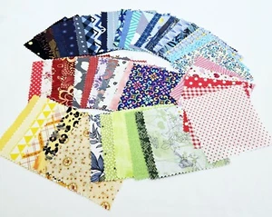 50 Mix Pack Cotton Squares 4'' Patchwork Quilting Fabric Bundle Scraps Lot - Picture 1 of 16