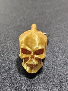 SKULL HEAD KEYCHAIN SKELETON KEY CHAIN GOLD - Picture 1 of 3