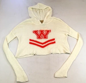 Wildfox White Label Womens Hooded Sweater Sz M Ivory Red W Wool Blend NWT - Picture 1 of 9