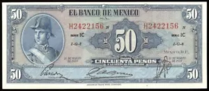 Mexico P-49k Banco de Mexico 50 Pesos IC-H,18.3.1959 EF+ - Picture 1 of 3
