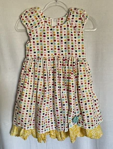 Jelly The Pug Dress Girls 8 Multicolor Polka Dots Layered Flower Party Fun - Picture 1 of 9