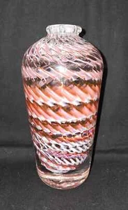 8" Parfüm Flakon & facettierter Stopfen Swirl Pink & Weiß PQ SELTEN Hvy Art Glas - Bild 1 von 8