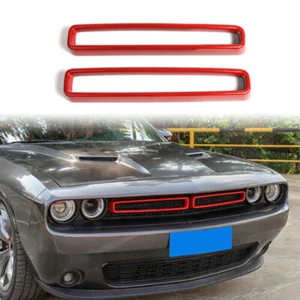 Kit de cubierta de rejilla envolvente con moldura de parrilla de inserción roja de 2 piezas para Dodge Challenger 2015+ - Imagen 1 de 8
