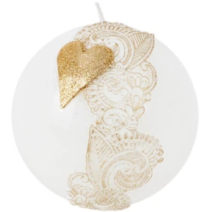Kugelkerze Ø 10 cm Hochzeitskerze Herz Herzmotiv Glitter Valentinstag Traukerze - Bild 1 von 6