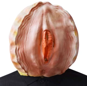 Prop Latex Shell Vagina Head Mask Adult Halloween Party Costume Cosplay - Picture 1 of 4