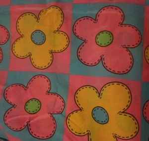 Funky Large Pink,Blue,Yellow FLORAL Themed Fabric (31cm x 32cm) - Picture 1 of 2