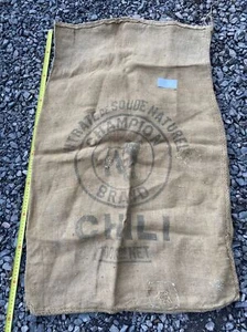 N.5 Sac toile de jute ancien nitrate de soude champion brand chili - Picture 1 of 3