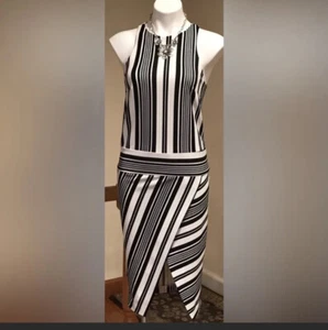 ASOS Black & White Stripes Sexy Dress NWT - Picture 1 of 14
