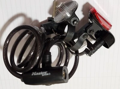 Master Lock Coiling Cable Lock Black Anti- Lock 2 Keys With Bell And Reflectors - Image 1 of 4