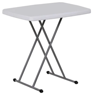 Folding Table Height Adjustable Table Desk Metal Frame Home Indoor Outdoor Tray - Image 1 of 4