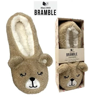 Bramble Teddy Ballet Slippers Sherpa Lined Bear Ballerina Slipper In Gift Box