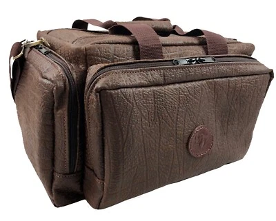 AFRICAN GAME INDUSTRIES, INC Genuine BUFFALO HIDE Safari Hunting Shooting RANGE BAG - NEW - BROWN