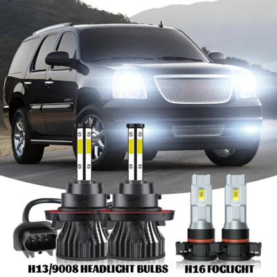For GMC Yukon 2007-2014 - 6000K LED Headlight Hi/Lo Beam Fog Light Bulbs Kit - Image 1 of 4