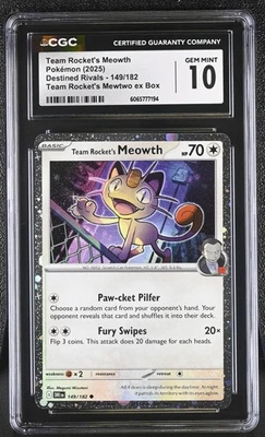 CGC 10 Team Rocket's Meowth 149/182 Holo Promo Destined Rivals Pokémon Card - Image 1 of 2