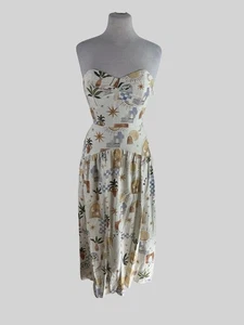 Anthropologie yellow print sleeveless midi dress size UK8/US4 - Picture 1 of 5