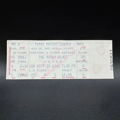 Boleto completo de concierto Moody Blues 1986, Miami Knight Center Foto 1 de 2