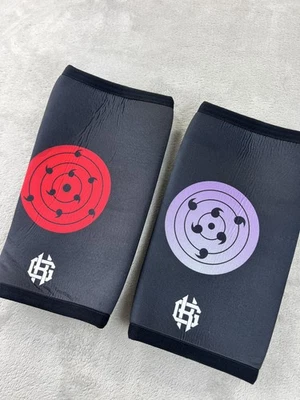 NARUTO Compression Knee Sleeves Pair Large Weightlifting Rinnegan Sharingan - Image 1 of 4