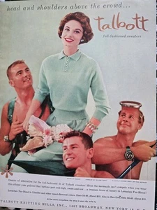 1956 Womens Talbott Knitting Sweater Men Scuba Divers vintage fashion Ad - Picture 1 of 1