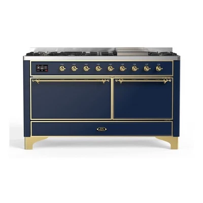 Ilve  Majestic II UM15FDQNS3/MBG 60 inch Dual Fuel Range with 9 Burners - Image 1 of 4