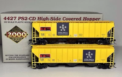 2x PROTO 2000 SERIES 21858 4427 USA PS2-CD High-sided Covered Hopper Wagons TLDX - Image 1 of 4
