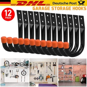 12x Wandhaken Garage Schwerlast Garagenhaken Aufbewahrung Haken Gerätehalter Set - Bild 1 von 13