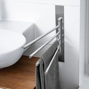 ELMOWO Edelstahl Handtuchhalter ohne Bohren 4-armig Handtuchstange schwenkbar - Bild 1 von 8