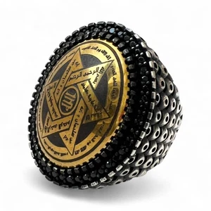 Men’s 925 Silver Star of David Protection Ring Natural Hadid Sini Hematite - Picture 1 of 8