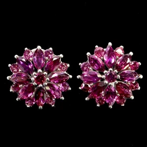 925 Sterling Silver Earrings Marquise Rhodolite Garnet Natural Gemstone Jewelry - Picture 1 of 14