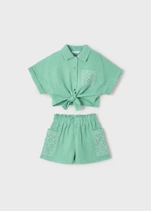 New Mayoral Mint Green Muslin Cotton 2 pc short set, girls 4,NWT - Picture 1 of 4