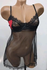 Victoria’s Secret Heart Valentine’s Day Babydoll 34B EUC - Picture 1 of 5