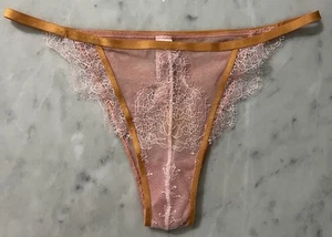 New Victorias Secret Orange/Pink Lace Itsy Mini Bikini Underwear M NWT - Picture 1 of 2