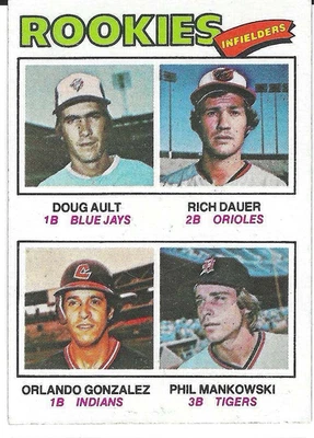 Rich Dauer / Ault / Gonzalez / Mankowski 1977 Topps Rookie Infielders #477 EX - Image 1 of 2